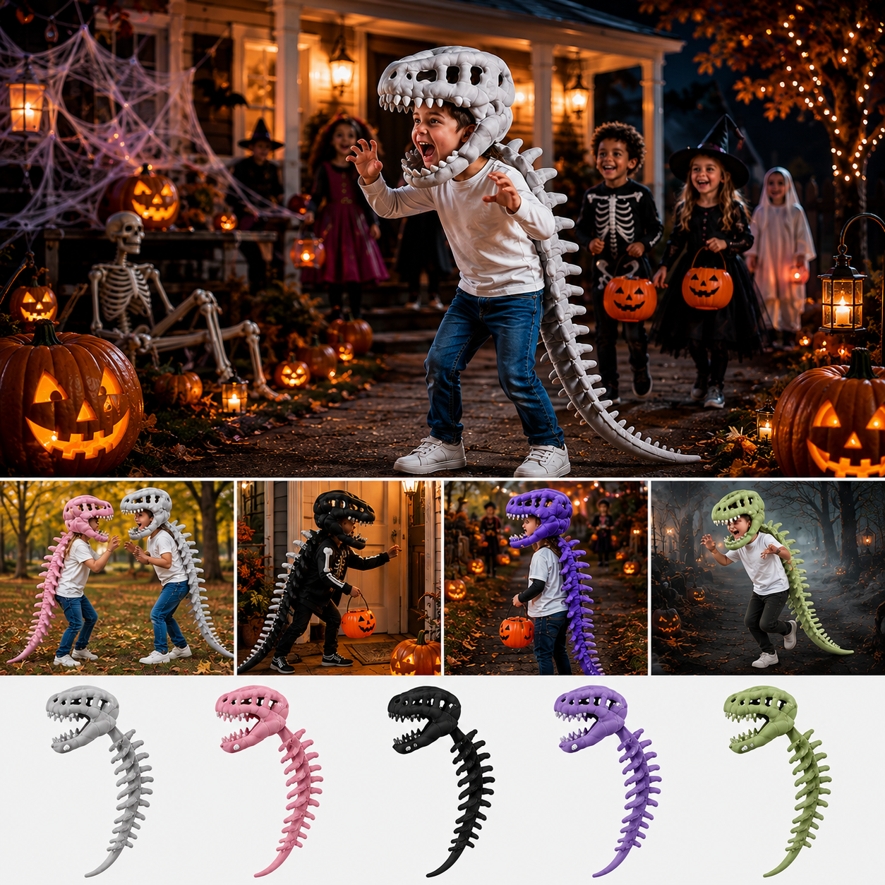 3D Dinosaur Skeleton Costume – Wearable T-Rex Fossil Halloween Costume