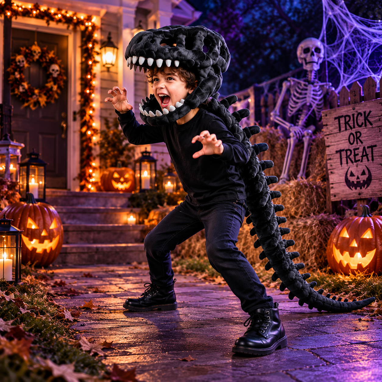 3D Dinosaur Skeleton Costume – Wearable T-Rex Fossil Halloween Costume