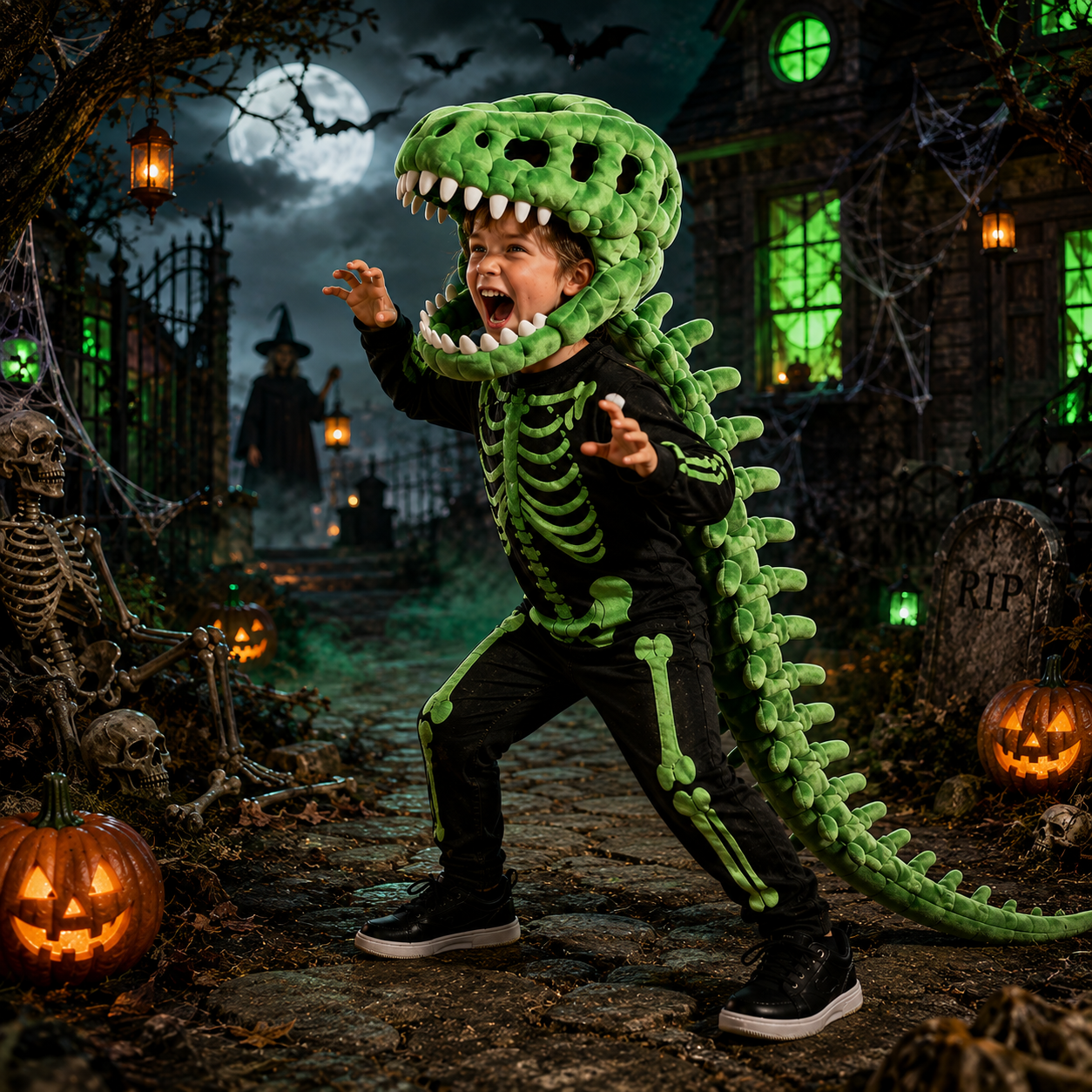 3D Dinosaur Skeleton Costume – Wearable T-Rex Fossil Halloween Costume