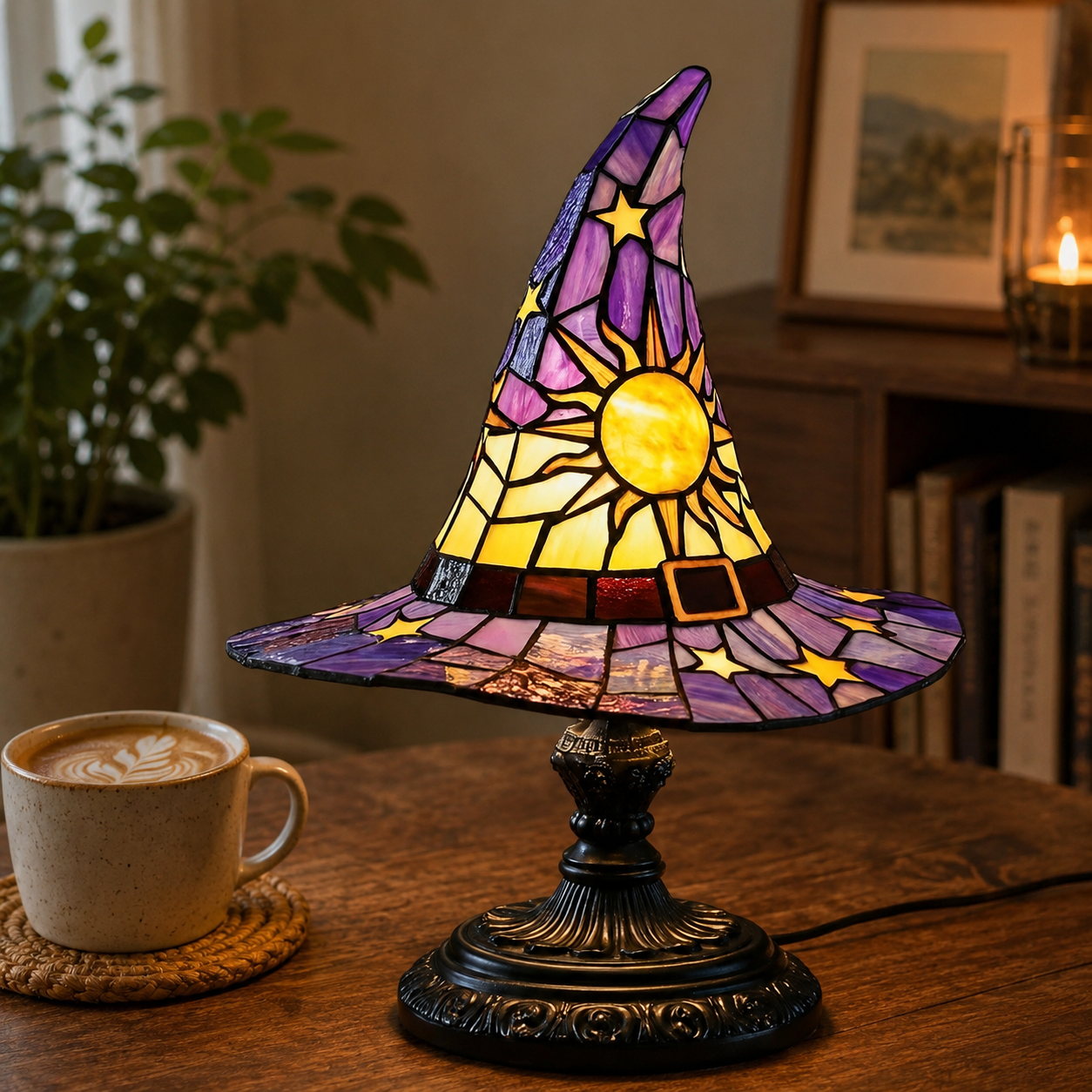 The Enchanted Witch™ Stained Glass-Style Lamp