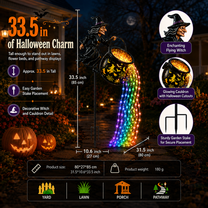 Witch’s Magic Cauldron Waterfall Lights – Halloween Garden Decor