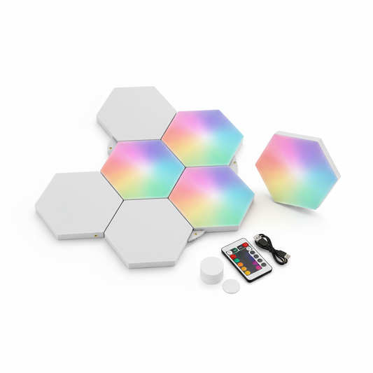 Smart RGB Hexagon Light Panels: Modular Music Sync Wall Decor 🎶✨
