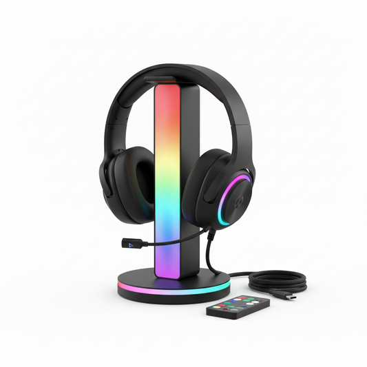 RGB Gaming Headset Stand: Desktop Ambient Light with Smart Music Sync 🎧✨