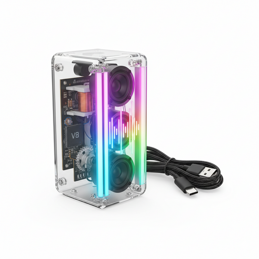 Transparent Mecha Bluetooth Speaker V8: RGB Visual Soundbar 🎵🤖